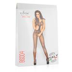 Netstof bodystocking met open kruis - Zwart