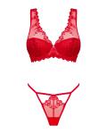 Lonesia Kanten BH Set Met Sexy Slip - Rood